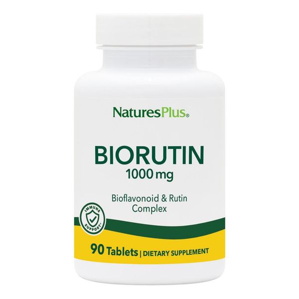Natures Plus Biorutin 1000 mg - 90 Tablets, Pack of 2 - Bioflavonoid & Rutin Complex - Supports Vascular Function & Circulation - Vegetarian, Gluten Free - 180 Total Servings