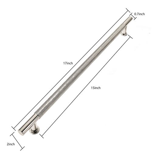 khtumeware 1 Pack 15 Inch(381mm) Soild Knurled Appliance Pulls Polished Nickel Cabinet Pulls Drawer Pulls Kitchen Hardware Kitchen Handles for Cabinets Cupboard Handles