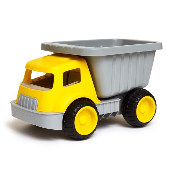 Hape Load & Tote Dump Truck Indoor/Outdoor Beach Sand Toy Toys, Yellow, L: 14.4, W: 8.3, H: 8.9 inch