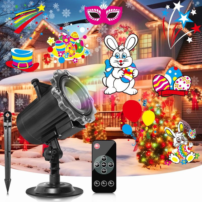 Segotendy Holiday Projector Lights Outdoor, Year Round 10 Theme 16 ...