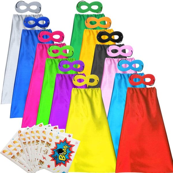 ADJOY 12 Sets Kids Superhero Capes and Masks Birthday Party Dress Up Capes Costume - Mixed Colors