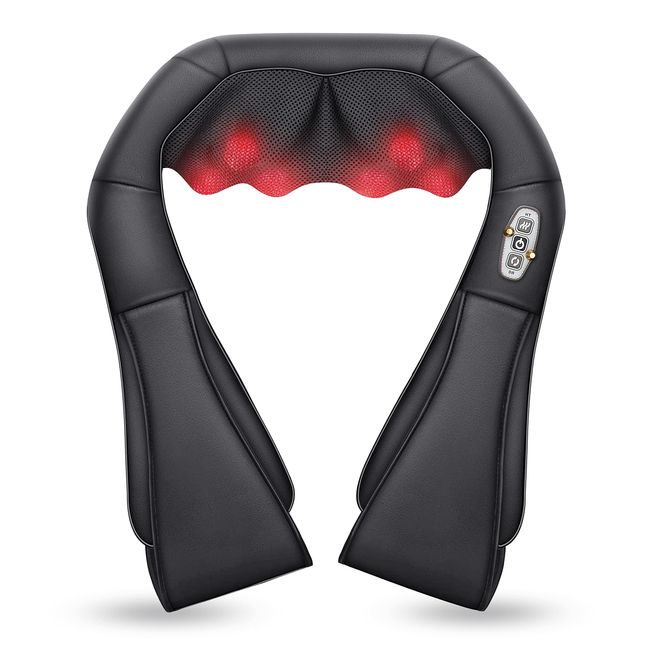 Comfier Shiatsu Back Massager with Heat Deep Tissue Kneading Massage Seat  Cushion Electric Chair Pad Black 