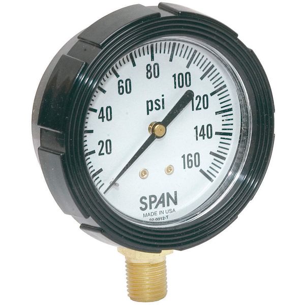 SPAN LFS-210-160-G-KEMX Pressure Gauge,0 to 160 psi,2-1/2In 5NMY1