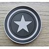 CAPTAIN AMERICA SHIELD LOGO STAR PVC RUBBER PATCH BLACK & GREY HOOK 3" INCH
