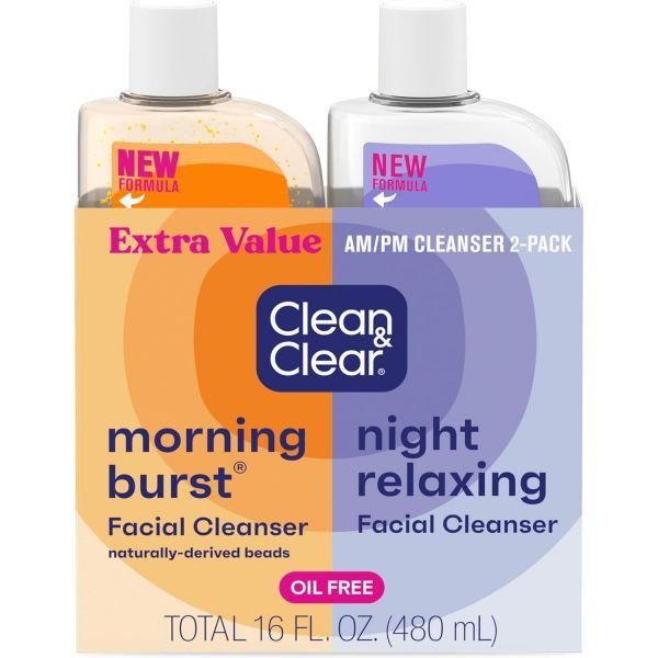 Clean &amp; Clear Day Night Face Cleanser Set Vitamin Mineral