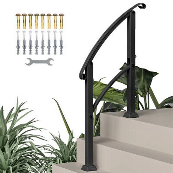 Black For Outdoor Step Metal Handrails for Stair Railing Safety and Stability