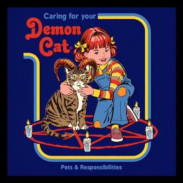 Caring For Your Demon Cat Pet and Responsibilities Devil Horn Witch Craft MAGNET