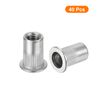 sourcing map 40Pcs Rivet Nuts Flat Head, M6 Stainless Steel 304 Threaded Insert Nuts Knurled Body