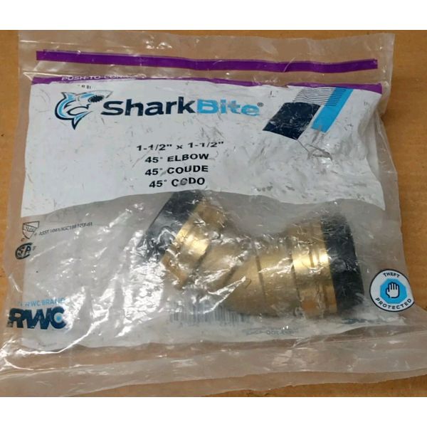 New Shark Bite 1 1/2" X 1 1/2" 45° Elbow Push To Connect UXL0541