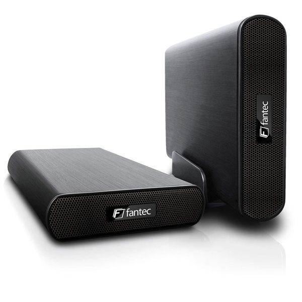 FANTEC DB-AluAir U2e Externes Festplattengehäuse (für den Einbau einer 8,89 cm (3,5 Zoll) SATA Festplatte, USB 2.0 und eSATA Anschluss, inkl. One Touch Backup Funktion, Aluminium Gehäuse) schwarz