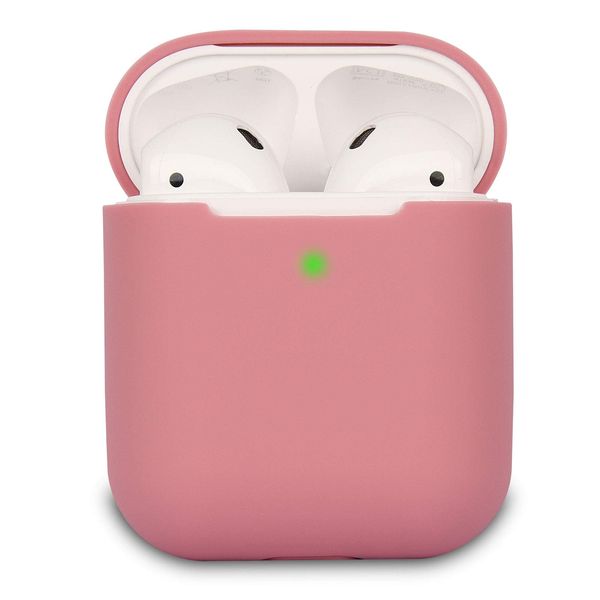 KOKOKA Case Cover Compatible with AirPods 2, Silicone Shockproof Case Cover for Airpods 2 [Front LED Visible][Support Wireless Charging] Bean Pink