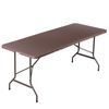 6FT Plastic Folding Table Portable Fold-in-Half Picnic Table with Handle Brown