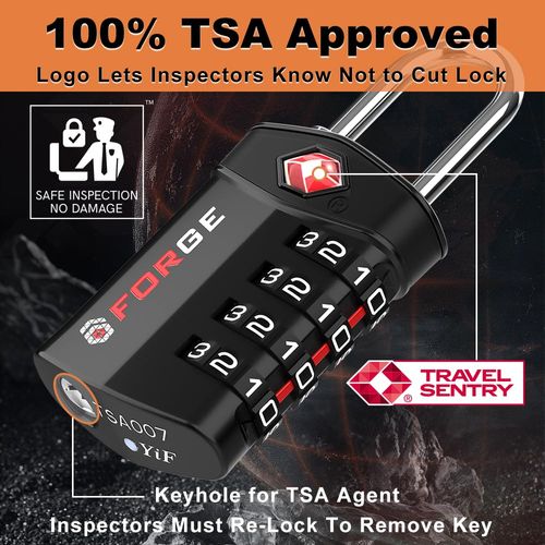 Forge Travel Lock,TSA Approved Luggage Locks for Air Travel, Gym Lockers, School Lockers, Pelican Cases, Gun Case, Easy Read Dials, Durable Alloy Body