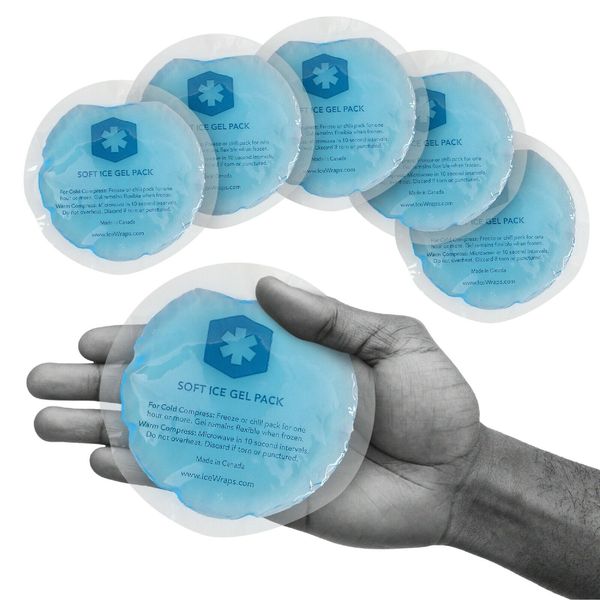 IceWraps 4" Round Reusable Hot/Cold Gel Pack with Clear Backing, 5 Pack - NEW