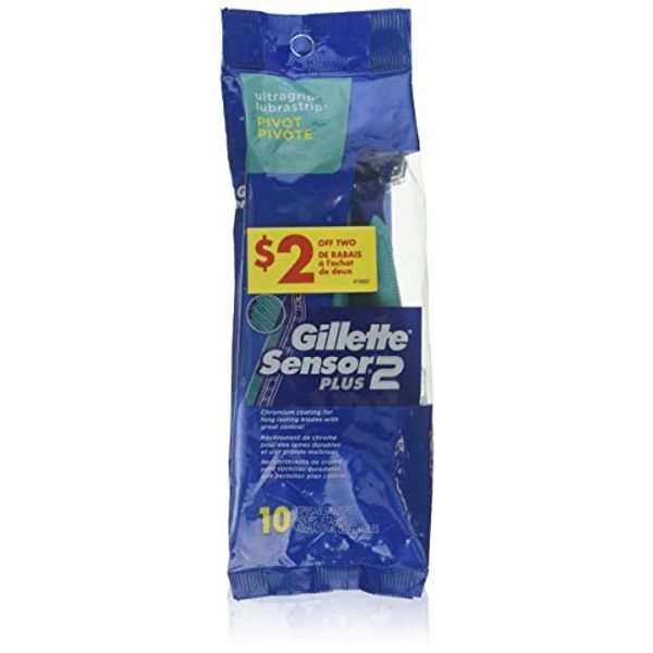 Gillette Mens Sensor 2 Plus Disposable Razor (10 Count)