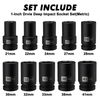 10PCS 1" Drive Deep Impact Socket Set Metric CR-MO 21,22,24,27,30