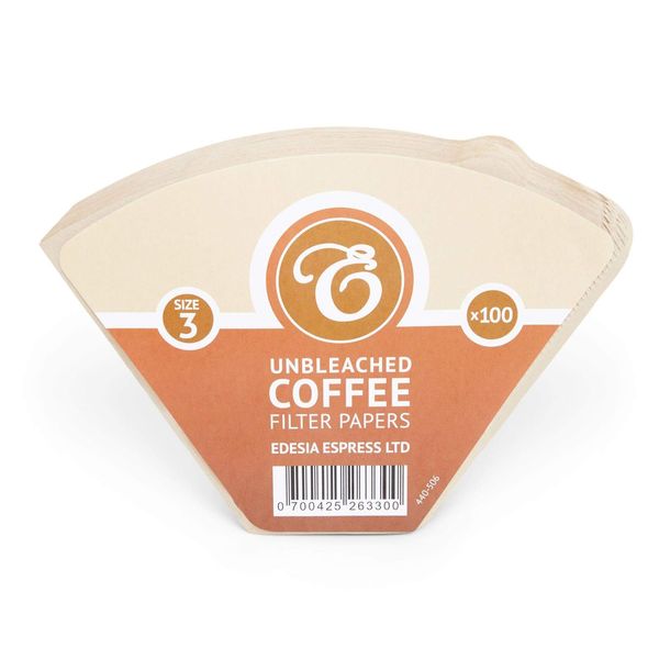 100 Size 3/102 Coffee Filter Paper Cones, Unbleached by EDESIA ESPRESS