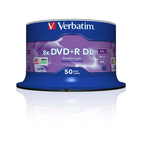 Verbatim 43758 DVD+R 8x DL Matt Silver 50 pack