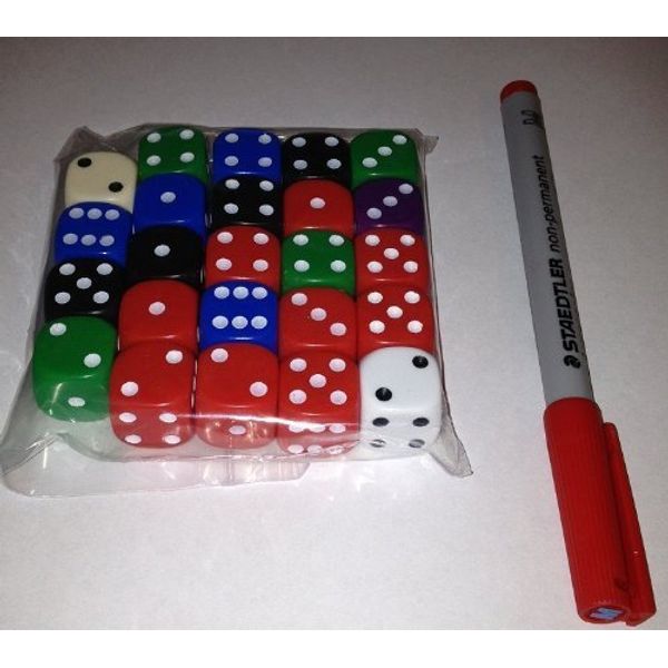 Big Cherry Dice, 24 x 16mm Round Corner Spot - Mixed