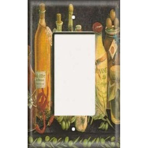 SnazzySwitch Black Olive Oil Bottles Decorative Rocker Switch Cover - Fits Decora Style Outlets and GFCI Wall Plate Too