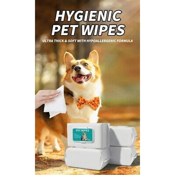 80 PCS-Pet Cleaning Wipes, Antiseptic & Antibacterial Wet Wipes for Dogs & Cats