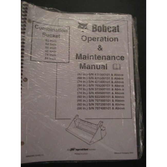 Bobcat Skid Steer Combination Bucket Operation & Maintenance Manual 6902659 2003