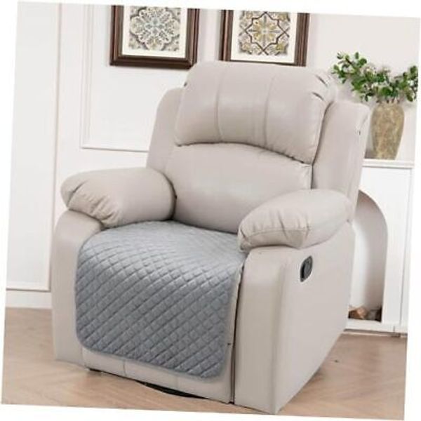 Velvet Quilted Recliner Chair Covers - Non-Slip Sofa 2 Pieces-35" x 23" Grey