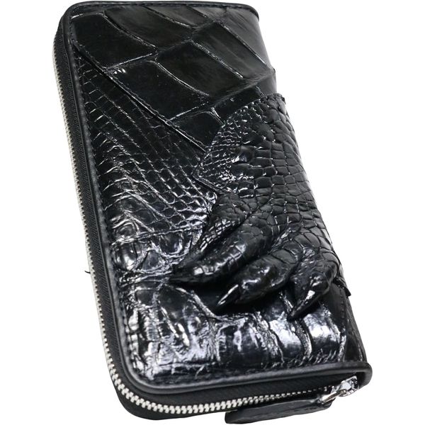 Berkut Long Wallet with Crocodile Claws, Round Zipper, Long Wallet