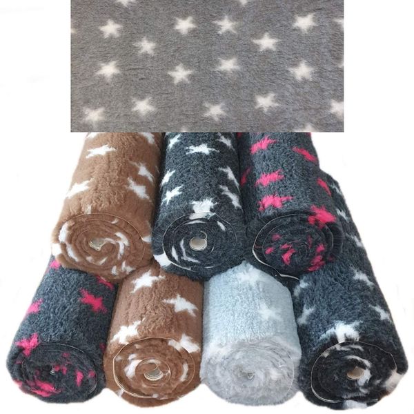 PnH Veterinary Bedding ® NON SLIP - STARS - DOG BED - WHELPING FLEECE - Stars Design Rubber Backed Vet Bed Roll Or Pieces - Choice Of Sizes And Colours (75cm x 50cm, Grey with White Stars)