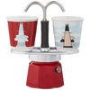 Bialetti Mini Express Magritte, Coffee Maker + 2 Shot Glasses, 2 Cups, Aluminium
