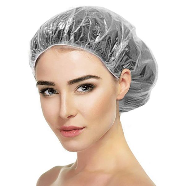 Shower Cap Disposable,100 Pcs Plastic Waterproof Clear Shower Caps, Multi-Purpose Thickening Elastic Bath Cap, Bath Shower Hair Caps Women Spa, Home Use, Hotel and Hair Salon