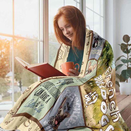 VMREAYR French Bulldog Gifts for Women, Gifts for French Bulldogs Lover, Dog Throw Blanket 60" X 50", Bulldogs' Mom Gift Blanket
