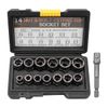 Tiardey 14Pcs Impact Bolt Nut Remover Set Nut Extractor Socket Remover with Hex Adapter Extraction Socket Set for Removing Bolts and Nuts