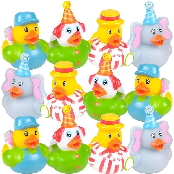 ArtCreativity Carnival Rubber Duckies for Kids, Pack of 12 Cute Duck Bathtub Pool Toys, Fun Carnival Supplies, Birthday Party Favors for Boys and Girls