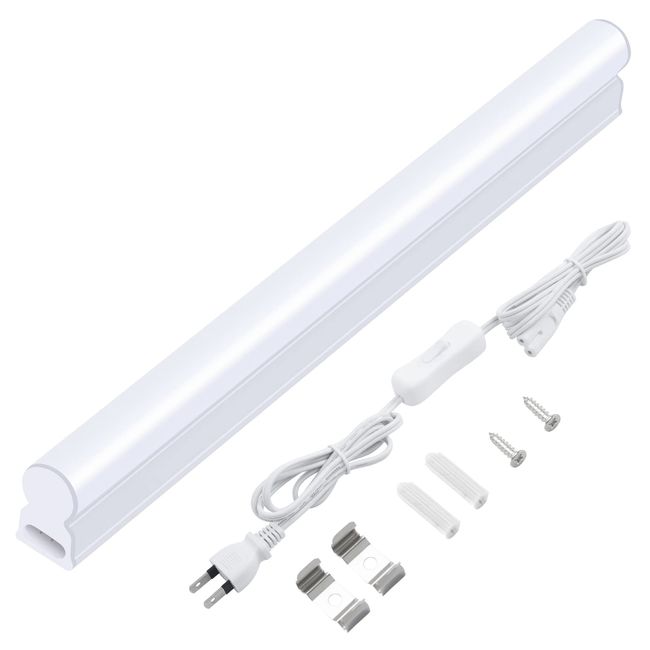 Haian Support T5 LED Fluorescent Tube, 10 W Shape, Integrated Fixture, 5W, 11.8 inches (30 cm), High Brightness, 6,500K Daylight Color, LED Bar Light, Base Light, Kitchen Light, Under Shelf Light,