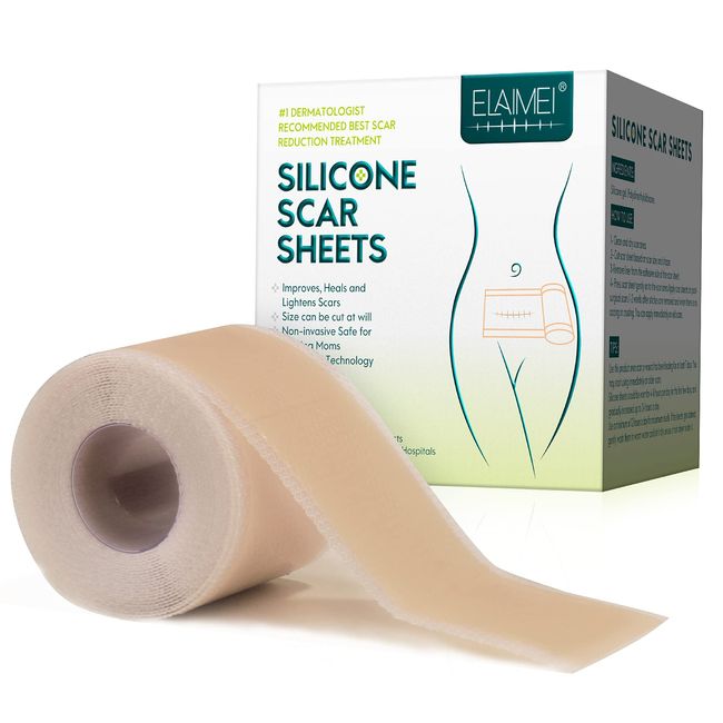 Silicone Scar Sheets - (1.6 x 120"Roll-3M) Professional Scar Removal Sheets for C-Section, Burn, Acne - Soft Silicone Gel Scar Tape