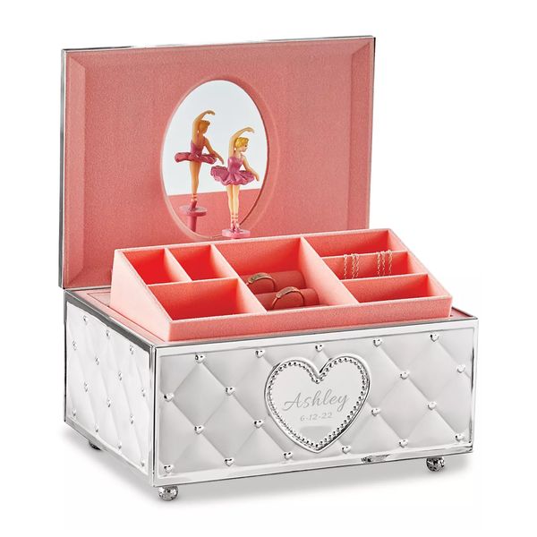 Lenox Personalized Childhood Memories Ballerina Jewelry Box, Custom Engraved Musical Jewelry Organizer, My First Jewelry Box for Kids, Children, Little Girls