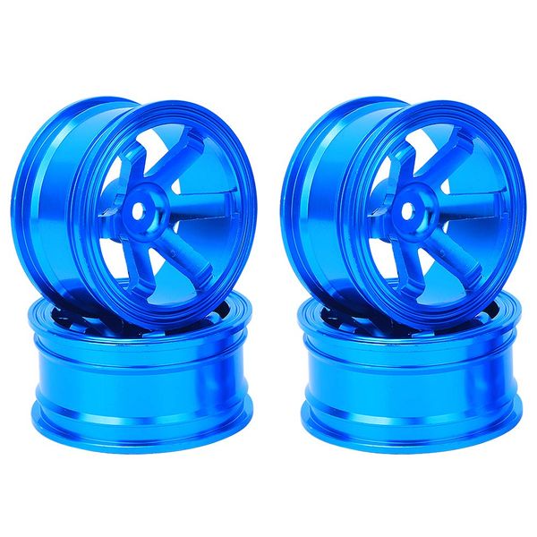 Tbest RC Wheel Hub, 4Pcs Aluminium Alloy Wheel Rim Hubs for Universal 1/10 Flat Running Drift RC Car (Blue) Model Car Accessories Model Toy,Small