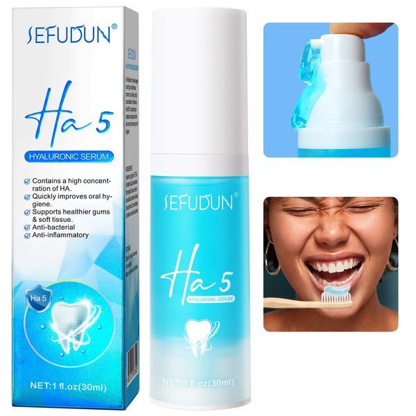 Teeth whitening Toothpaste,Natural Toothpaste Contains HA5 Hyaluronic Acid Serum Repair Gums and Soft Tissue,Improve Oral Hygiene- Remove Dirt-Fresh Breath,Remove Dirt-Blue 30ml