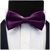 Bow Ties For Men Purple Pre-tied Solid Bow Tie Adjustable Bowtie and Pocket Square Cufflink Sets (UK0577-04)