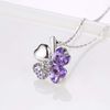 Mecool Four Leaf Clover Heart-shaped Crystal Pendant Necklace 16" + 5" Extender