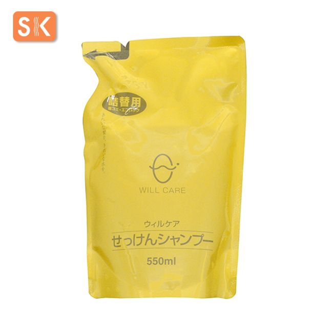 SK Soap Will Care Soap Shampoo (Refill) Capacity: 550ml [ESK Soap SK Soap, No synthetic surfactants, Non-silicon, No preservatives, No additives, Soap shampoo, Scalp shampoo, Scalp care, Hair care, Beauty, Damage care, Herbal scent, Will care]