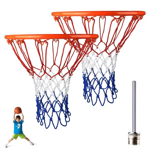 SEMINISMAR Basketballnetz,Basketball Netz,Nylon Basketball Ersatz Netz,Basketball Netz Wetterfest,Profi Basketballnetz,Ballpumpe Nadeln,Netz für Basketballkorb Outdoor,3pcs