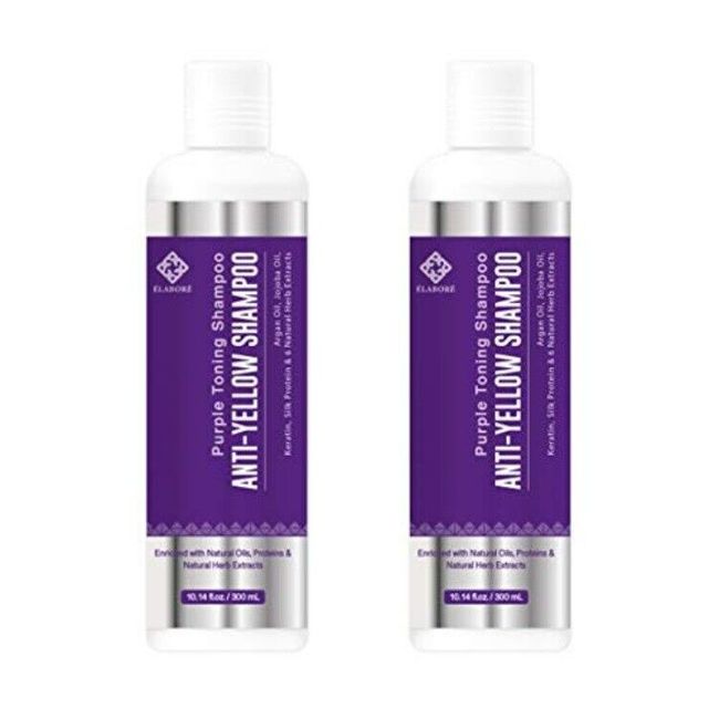 Elabore 2 Pack Purple Toning Shampoo - Anti Yellow Shampoo 10.14fl.oz/300ml