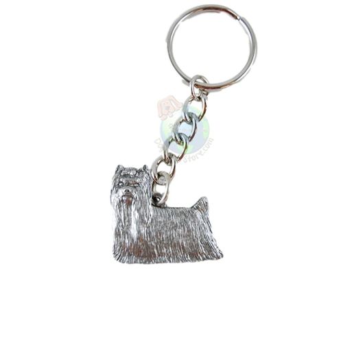 Pewter Yorkie (Show Clip) Keychain