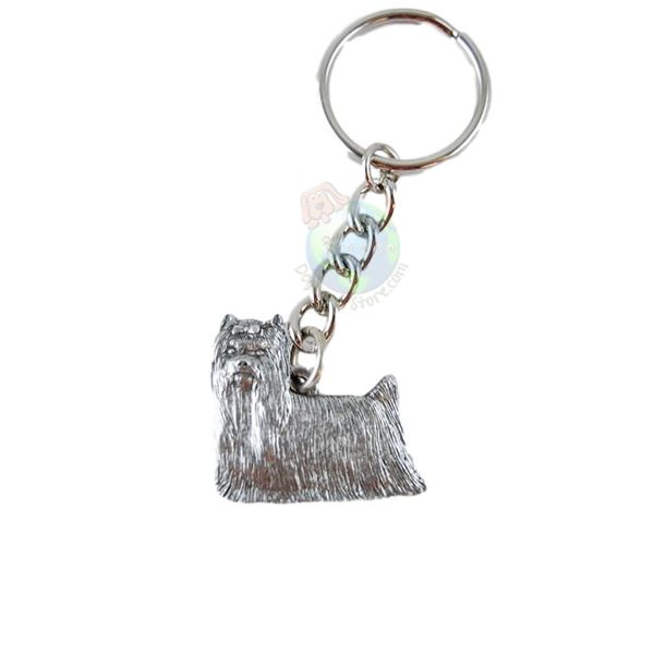 Pewter Yorkie (Show Clip) Keychain