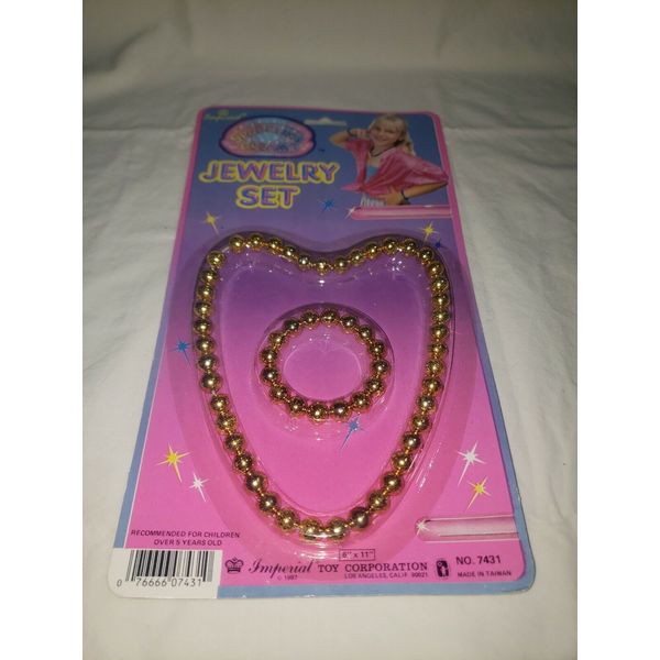 1987 Imperial Sparkling Dreams Jewelry Set Toy Gold Necklace 7431 Sealed 6"x 11"