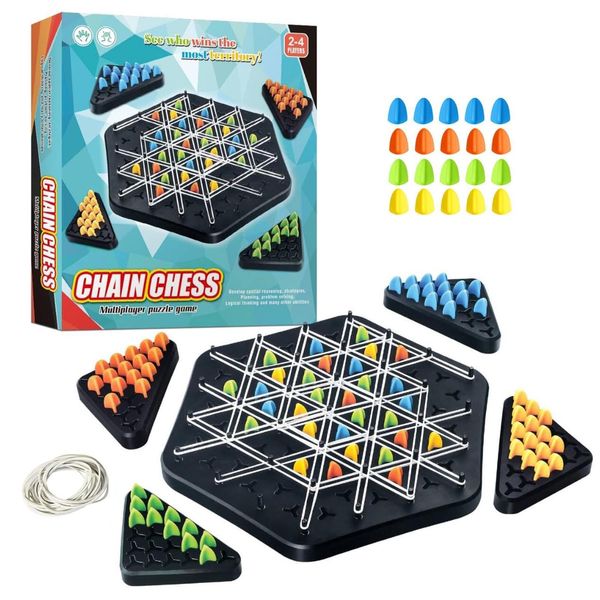 Chain Triangle Chess Game,Triggle Game,Rubber Band Game Triangle Chain Nteractive Game for Kids Adult Family Party 2-4 Palyersf