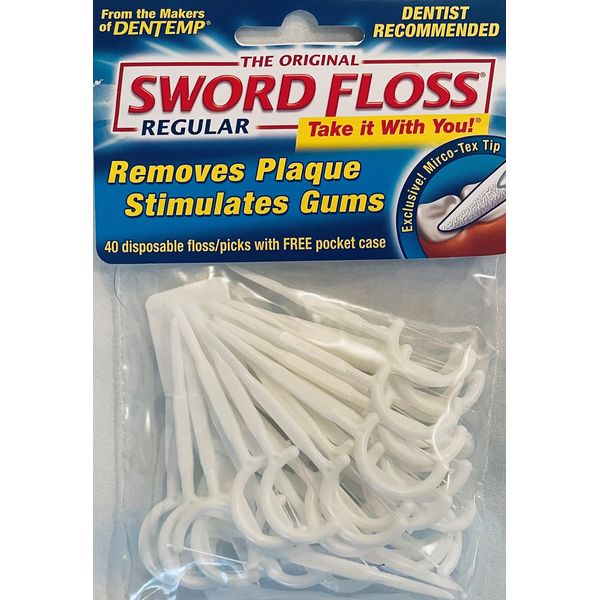 Sword Floss Disposable Floss/Picks Regular 40-Each (Pack of 12)