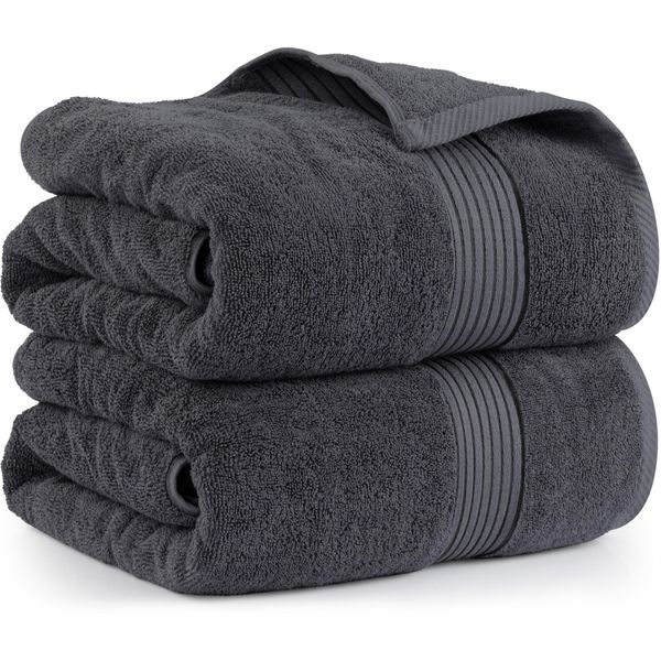 Utopia Towels - Premium Jumbo Bath Sheet 2 Pack - 100% Cotton Highly Absorbent and Quick Dry Extra Large Bath Towel - Super Soft Hotel Quality Towel (35 x 70 Inches, Grey)